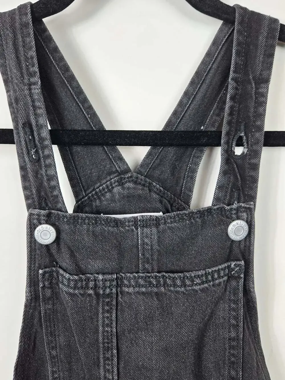 Old Navy Girls Black Denim Overalls Size Large 10-12 Skater Grunge